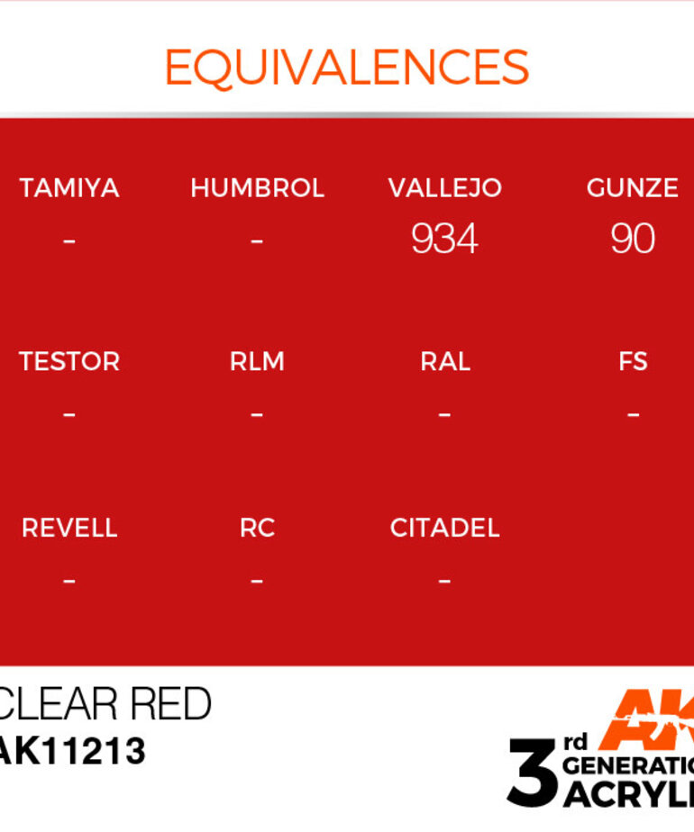 AK Interactive AK11213 3G Acrylic Clear Red 17ml