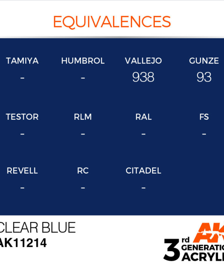 AK Interactive AK11214 3G Acrylic Clear Blue 17ml