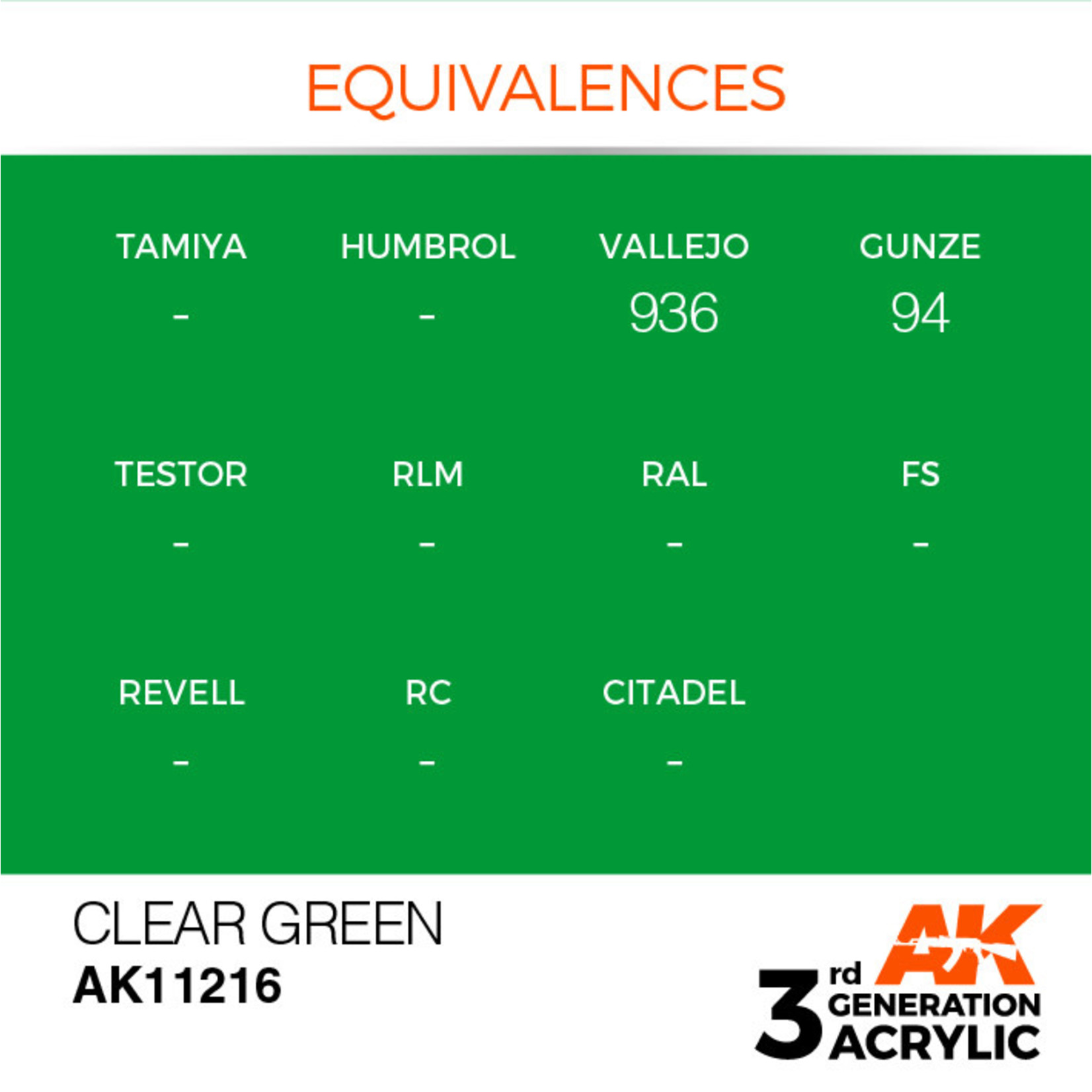 AK Interactive AK11216 3G Acrylic Clear Green 17ml