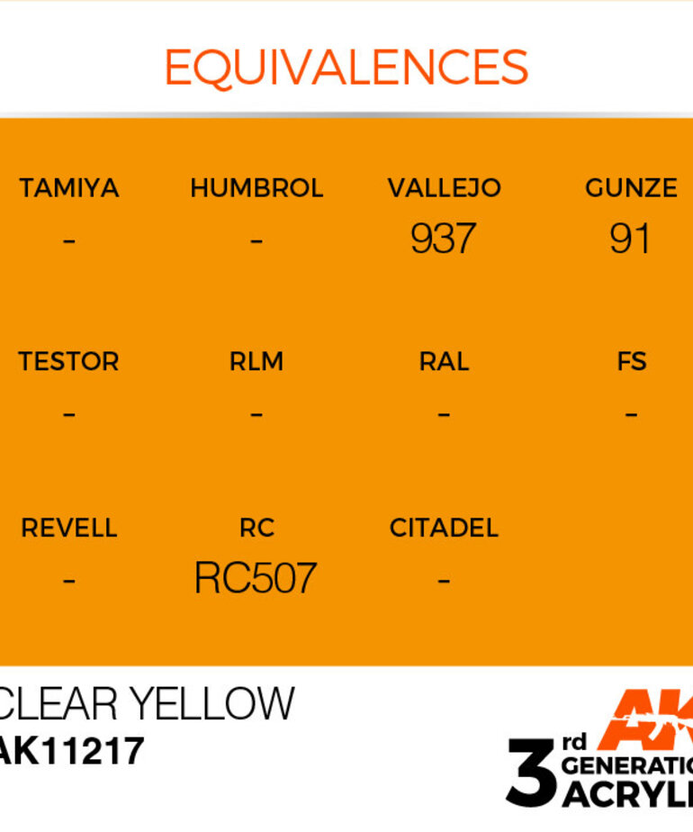 AK Interactive AK11217 3G Acrylic Clear Yellow 17ml