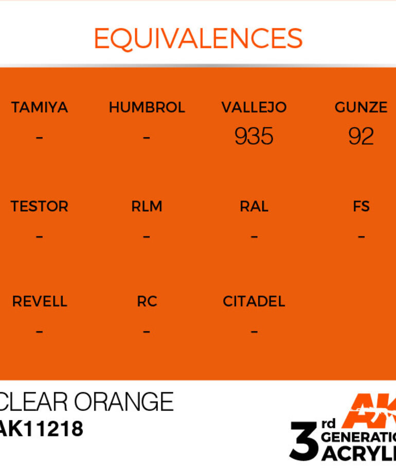 AK Interactive AK11218 3G Acrylic Clear Orange 17ml