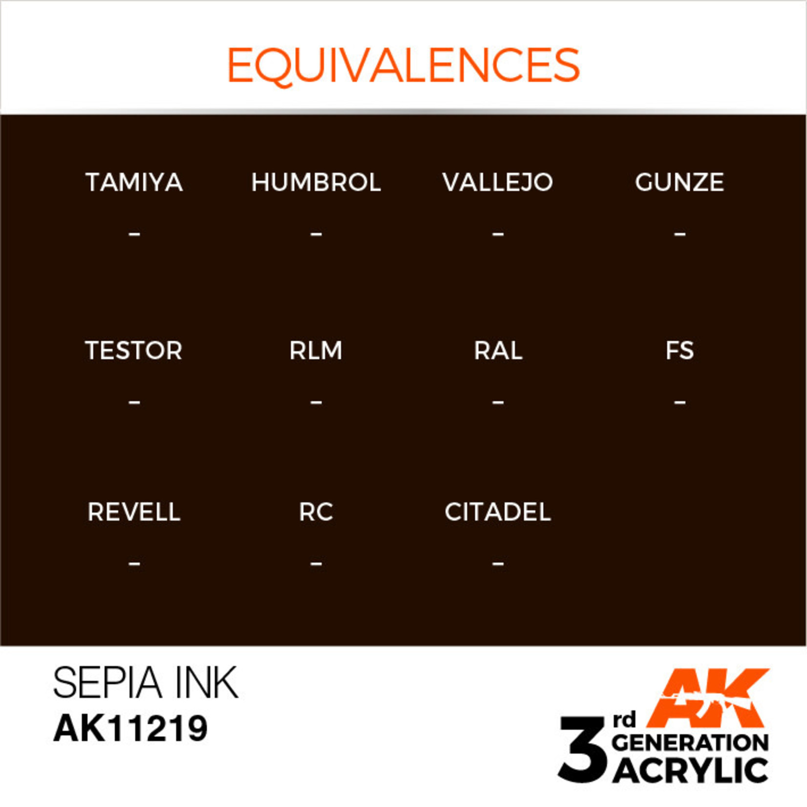AK Interactive AK11219 3G Acrylic Ink Sepia 17ml