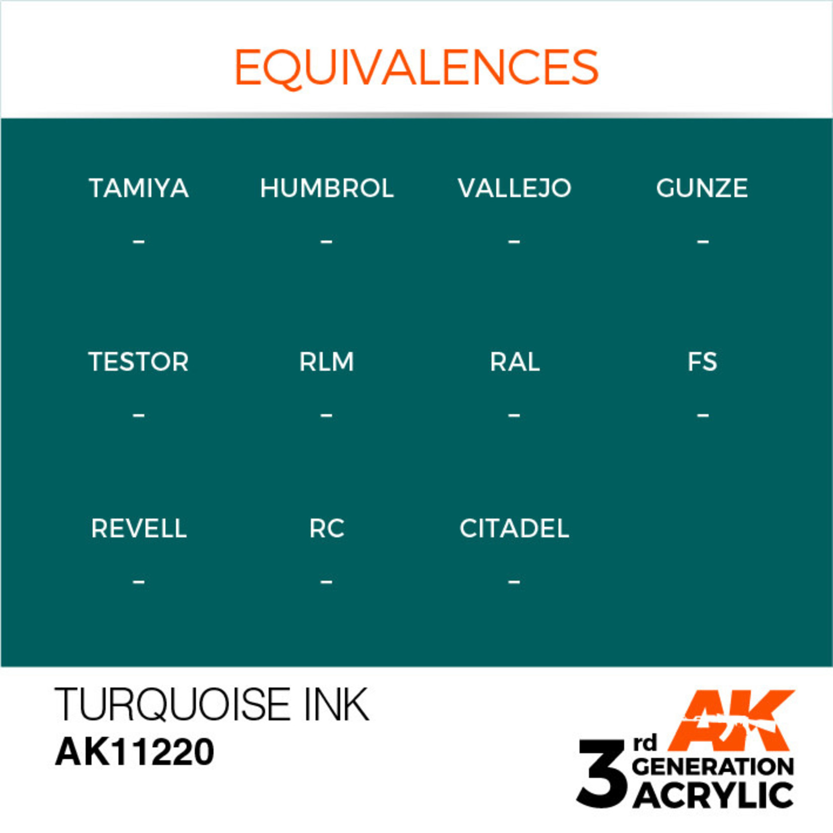 AK Interactive AK11220 3G Acrylic Ink Turquoise 17ml