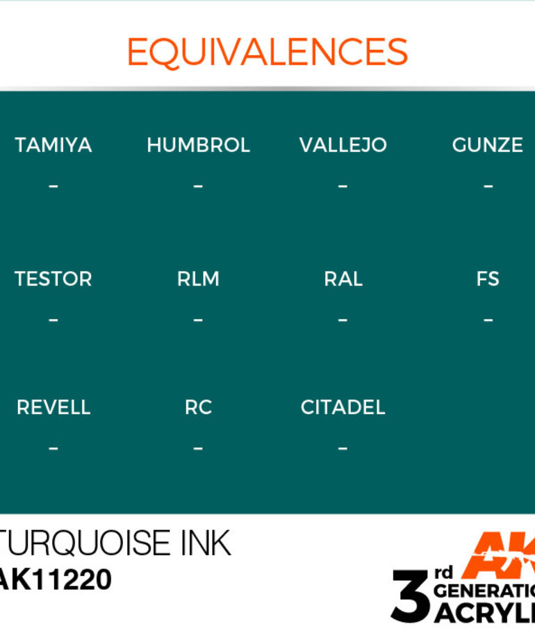 AK Interactive AK11220 3G Acrylic Ink Turquoise 17ml
