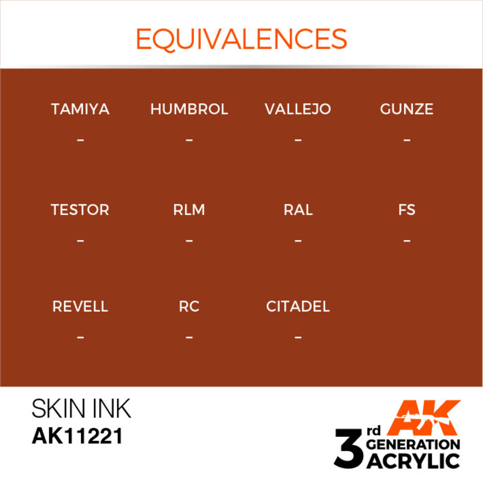 AK Interactive AK11221 3G Acrylic Ink Skin 17ml