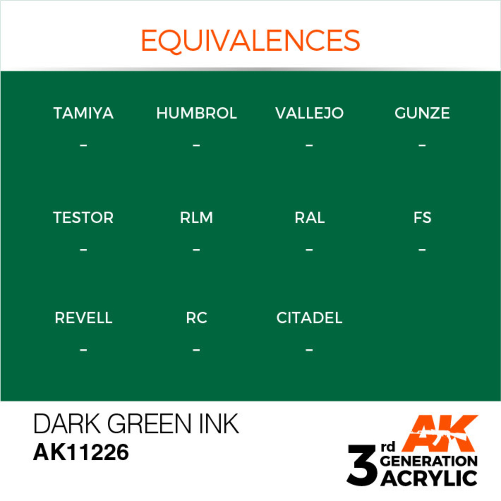 AK Interactive AK11226 3G Acrylic Ink Dark Green 17ml