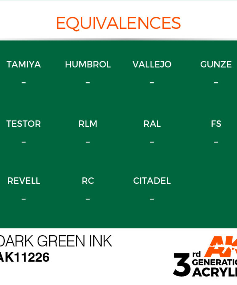 AK Interactive AK11226 3G Acrylic Ink Dark Green 17ml
