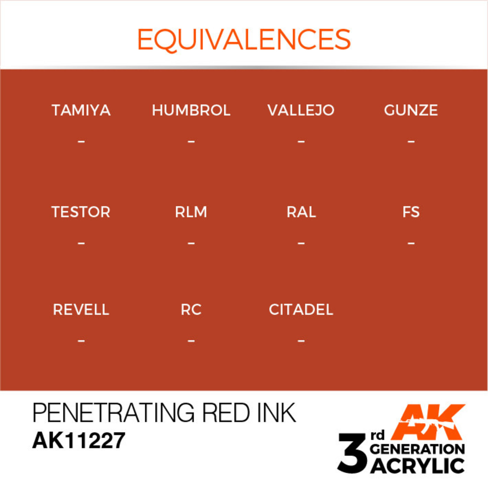 AK Interactive AK11227 3G Acrylic Ink Penetrating Red 17ml