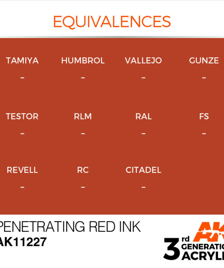 AK Interactive AK11227 3G Acrylic Ink Penetrating Red 17ml