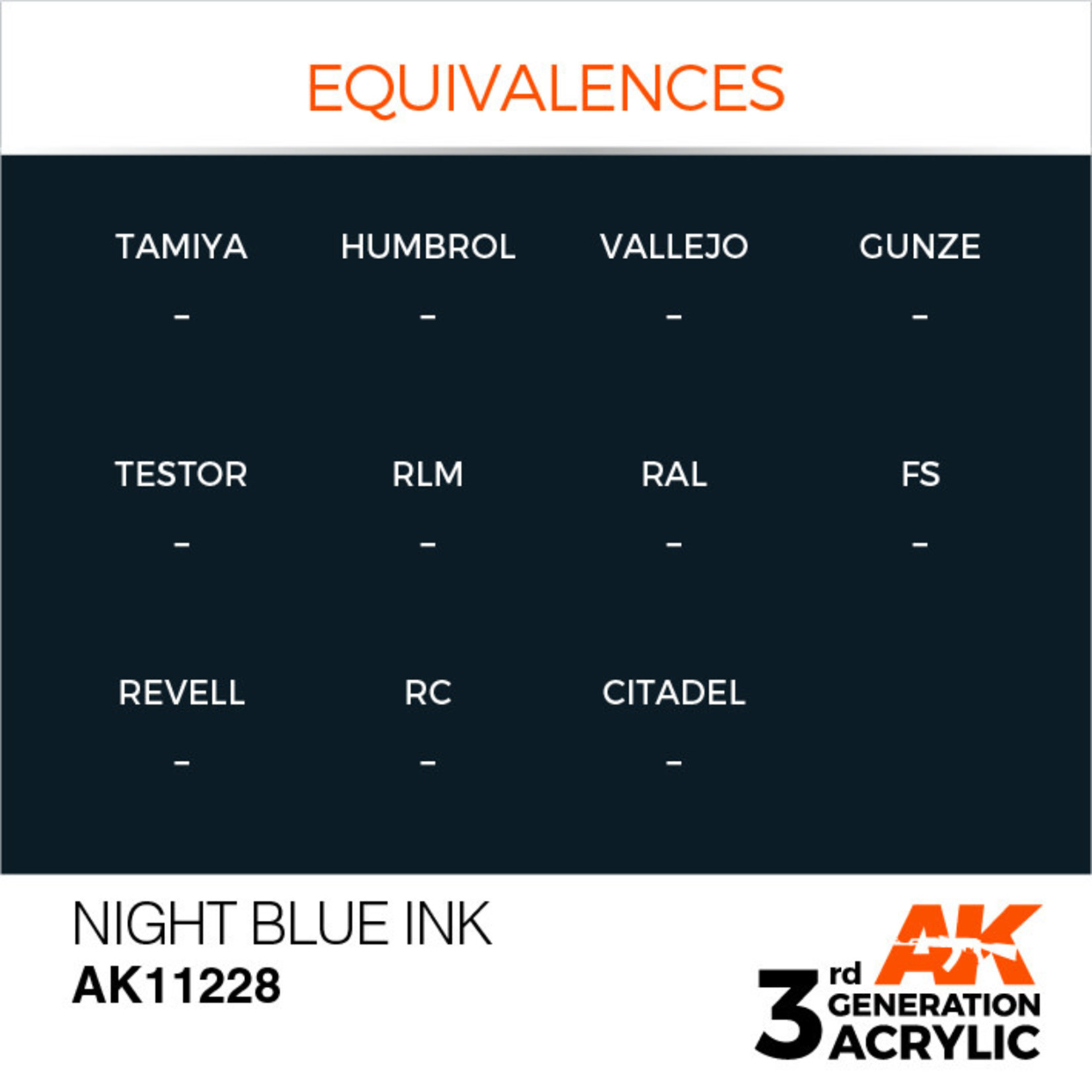 AK Interactive AK11228 3G Acrylic Ink Night Blue 17ml