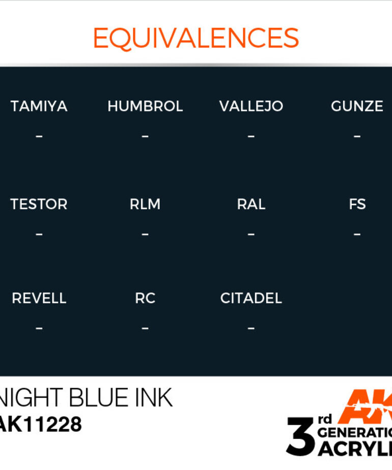 AK Interactive AK11228 3G Acrylic Ink Night Blue 17ml