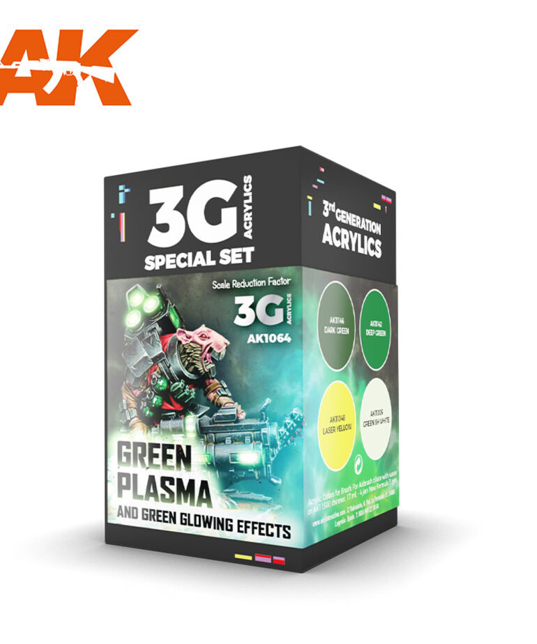 AK Interactive AK1064 3G Wargame Green Plasma & Green Glowing Effects (4) Set