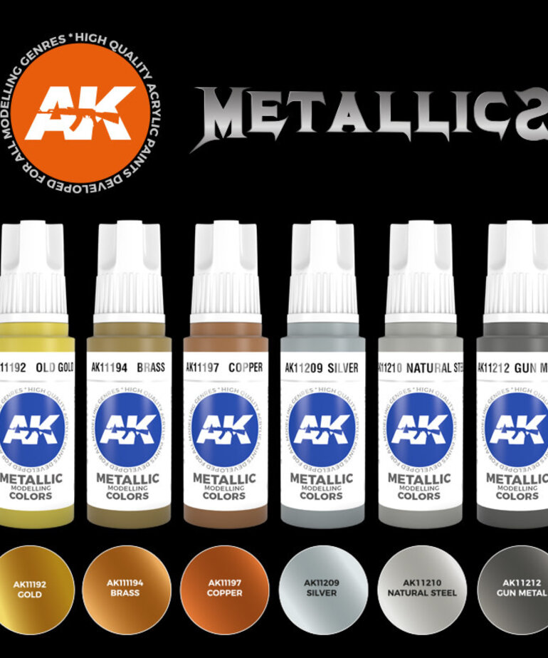 AK Interactive AK11608 3G Wargame Metallics (6) Set