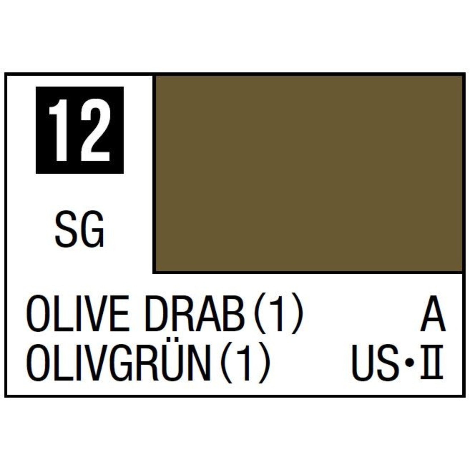 Mr. Hobby Mr. Color 12 Olive Drab (1) (Semi-Gloss) 10ml