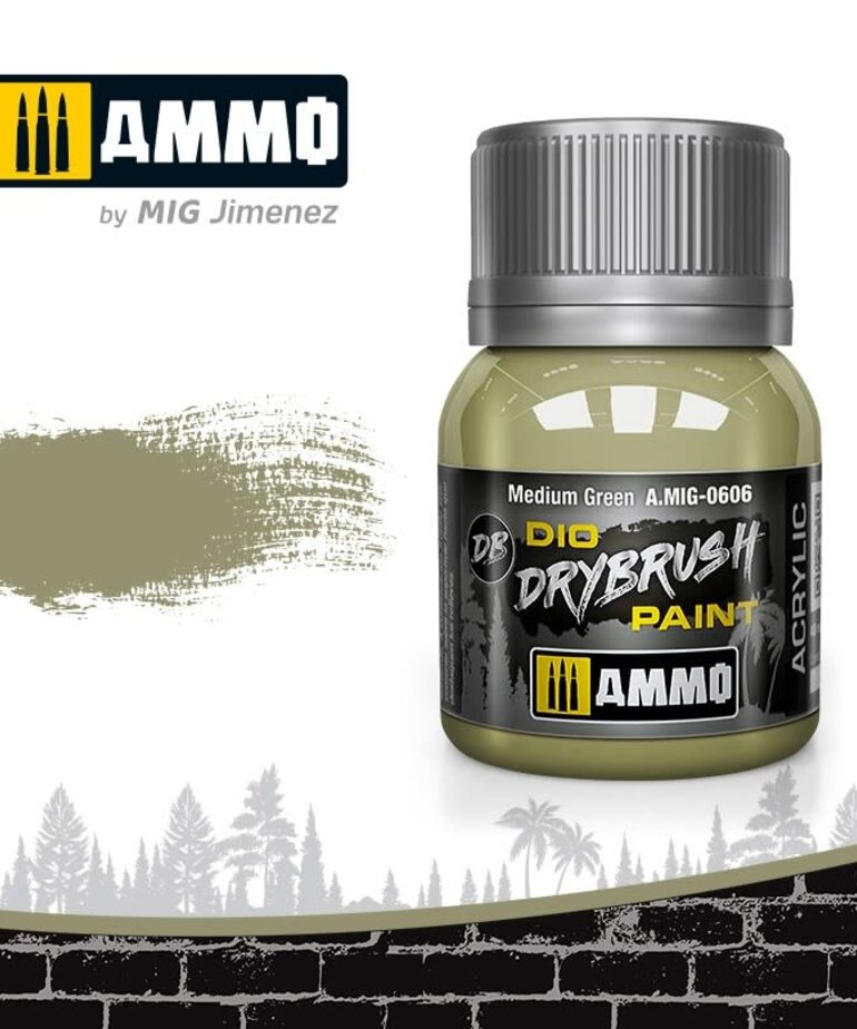 Ammo by Mig Jimenez A.MIG-0606 DIO Drybrush Medium Green 40ml