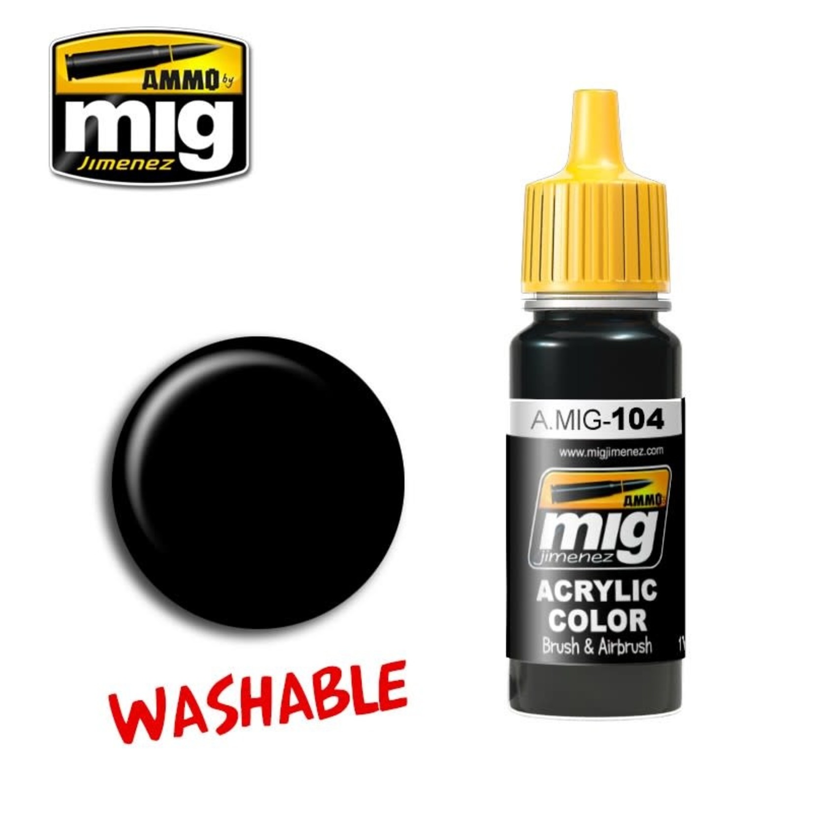 Ammo by Mig Jimenez A.MIG-104 Washable Black 17ML