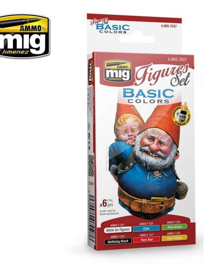 Ammo by Mig Jimenez A.MIG-7027 Figures Set - Basic Colors (6) Set