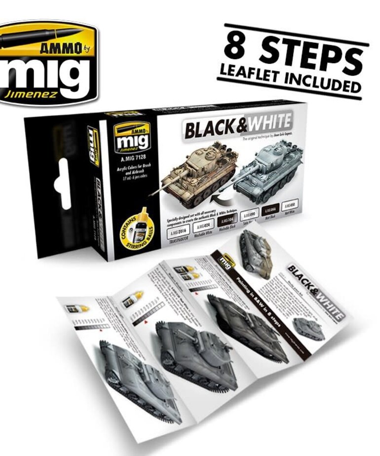 Ammo by Mig Jimenez A.MIG-7128  Black & White (6) Set
