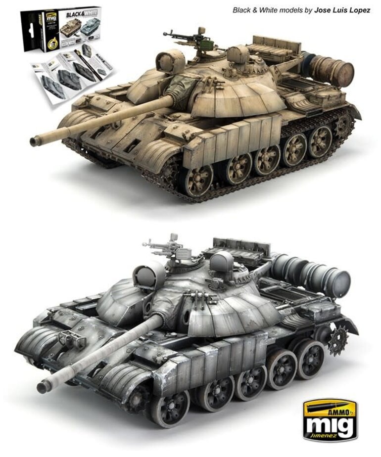 Ammo by Mig Jimenez A.MIG-7128  Black & White (6) Set