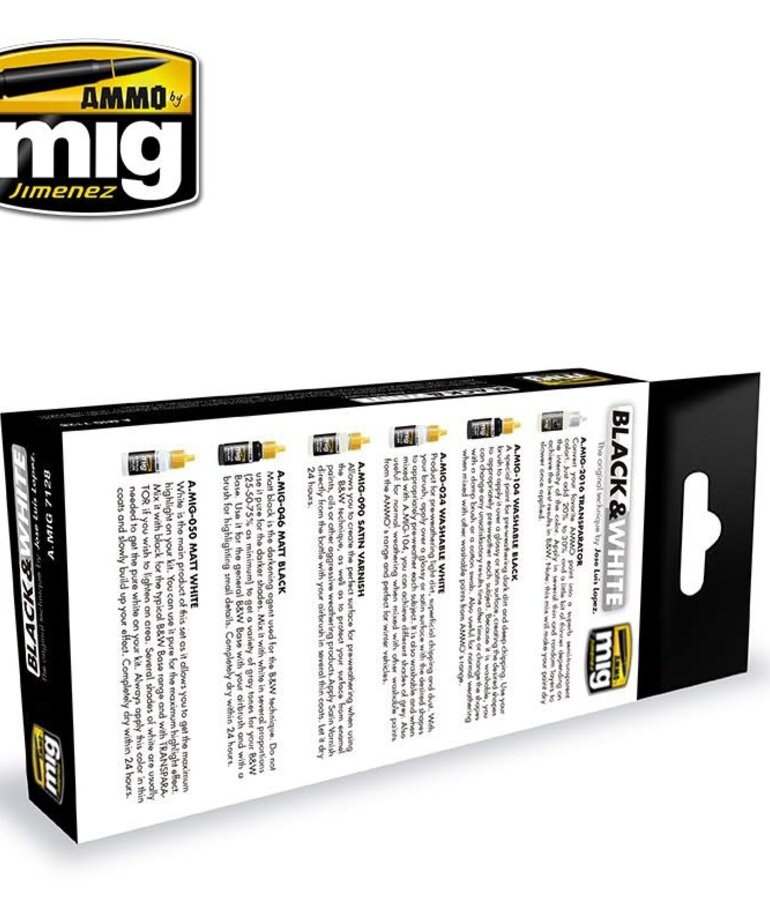 Ammo by Mig Jimenez A.MIG-7128  Black & White (6) Set