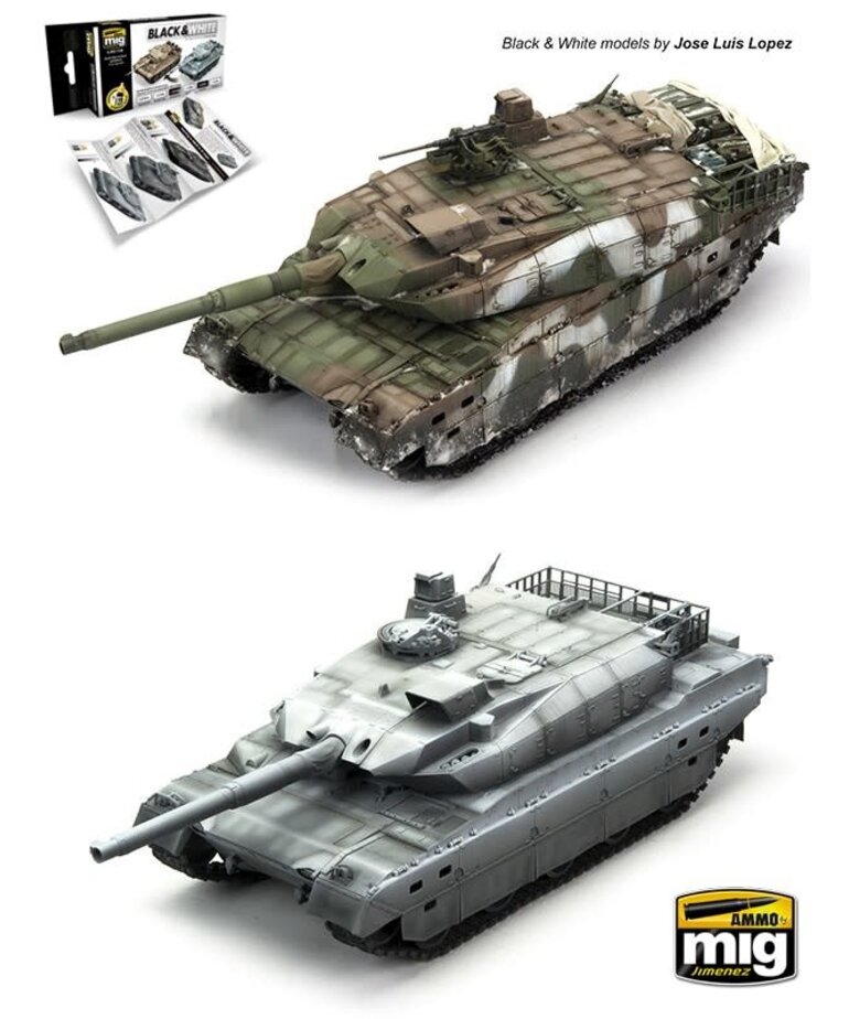 Ammo by Mig Jimenez A.MIG-7128  Black & White (6) Set