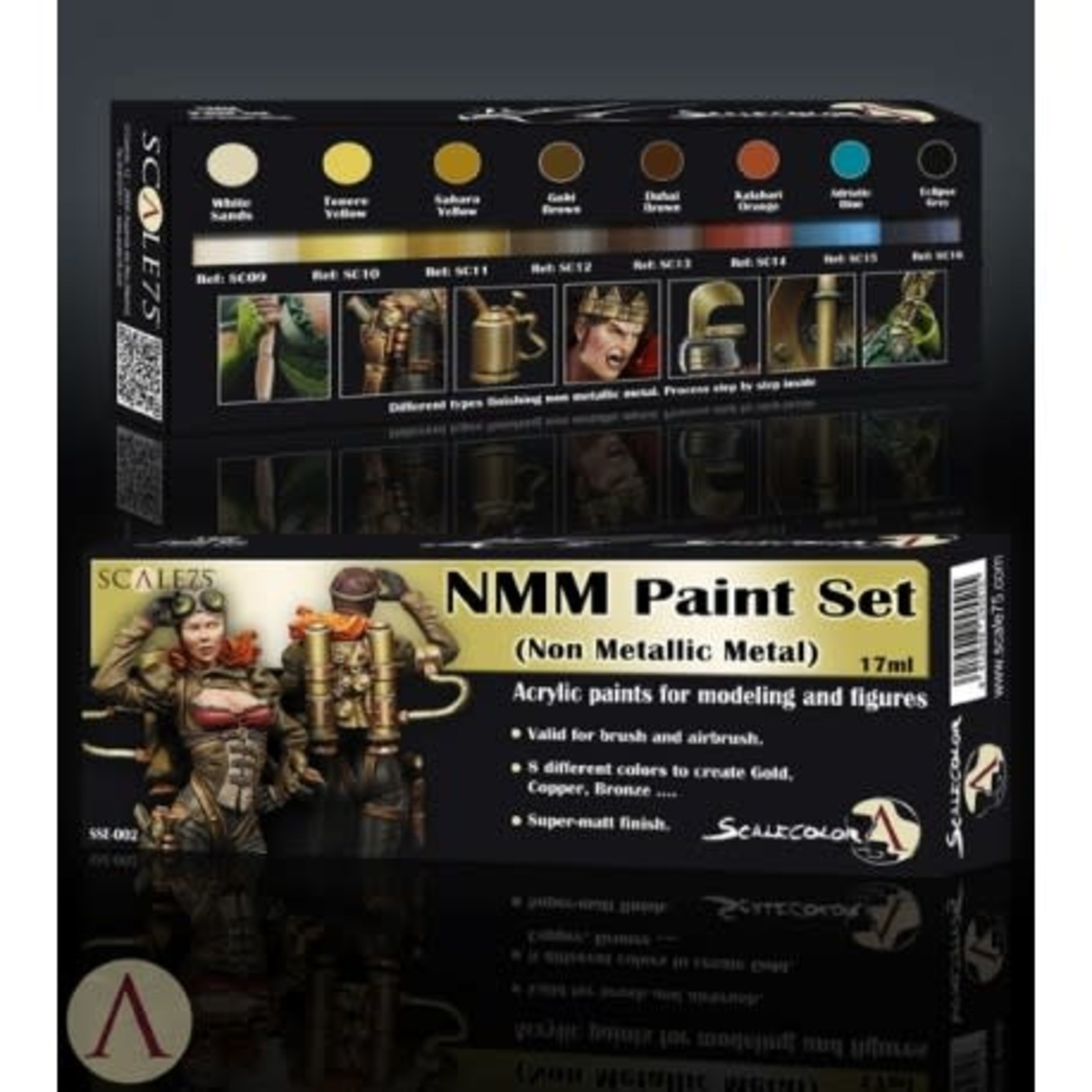 Scale 75 Scalecolor  SSE002 NMM Non Metallic Metal Gold & Copper Paint (8) Set