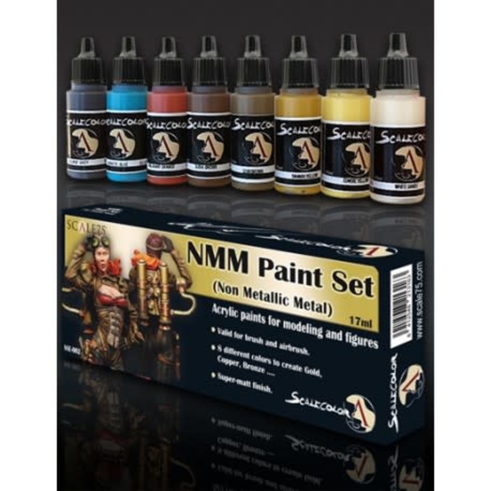 Scale 75 Scalecolor  SSE002 NMM Non Metallic Metal Gold & Copper Paint (8) Set