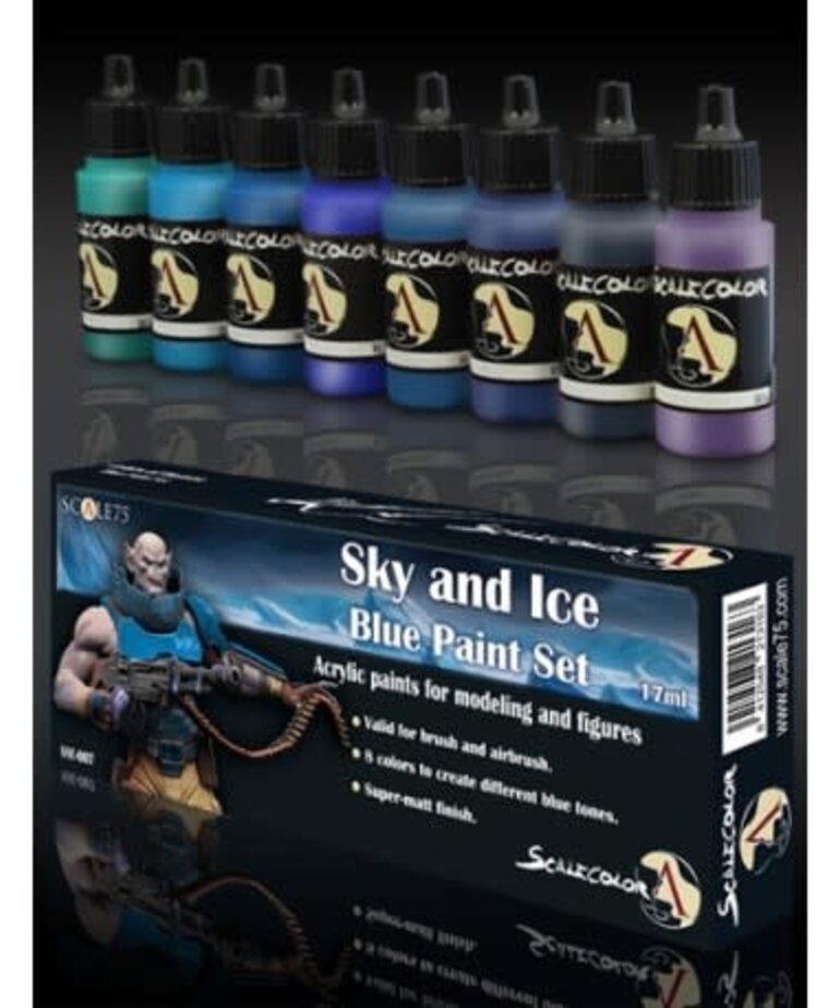 Scale 75 Scalecolor SSE007 Sky and Ice Blue Paint (8) Set