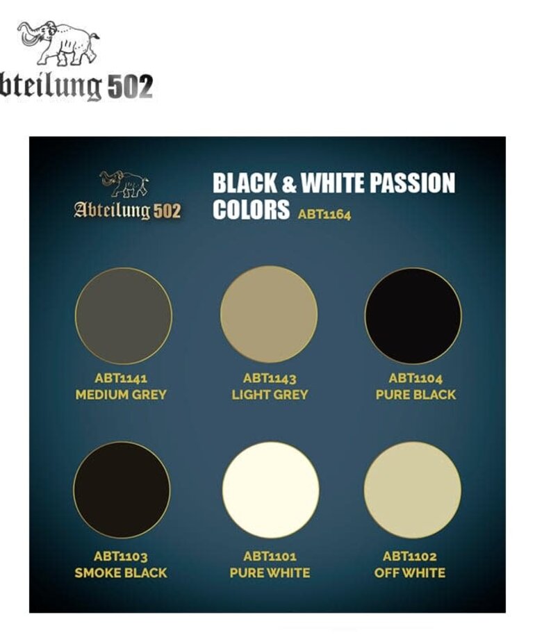 Abteilung 502 Abteilung 502 Dense Acrylic ABT1164 Black & White Passion Colors (6) Set