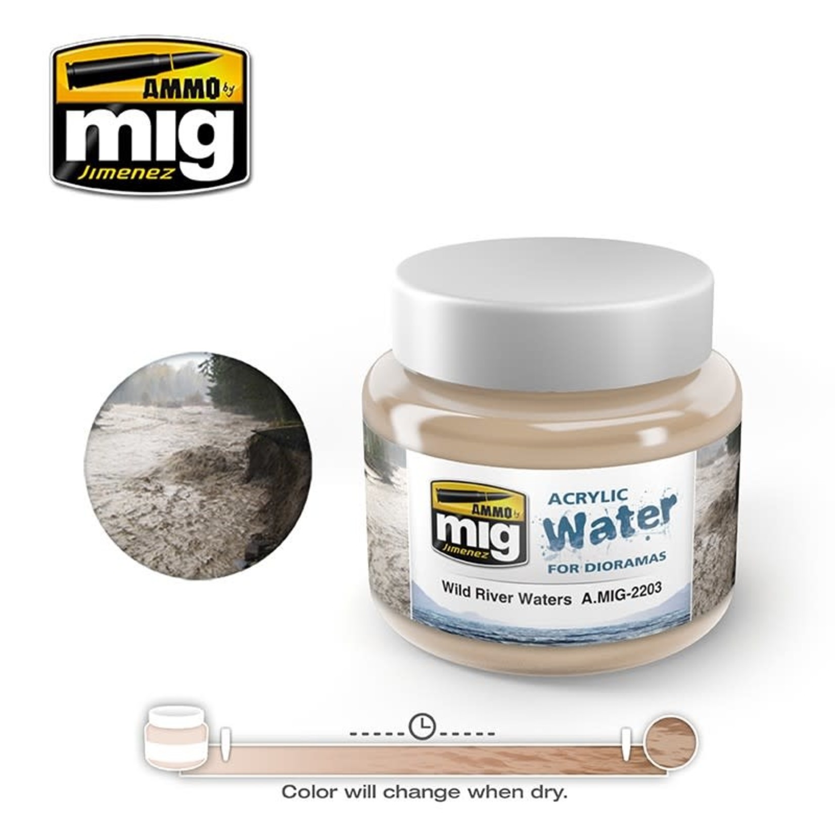 Ammo by Mig Jimenez A.MIG-2203 Acrylic Water - Wild River Waters 250ml