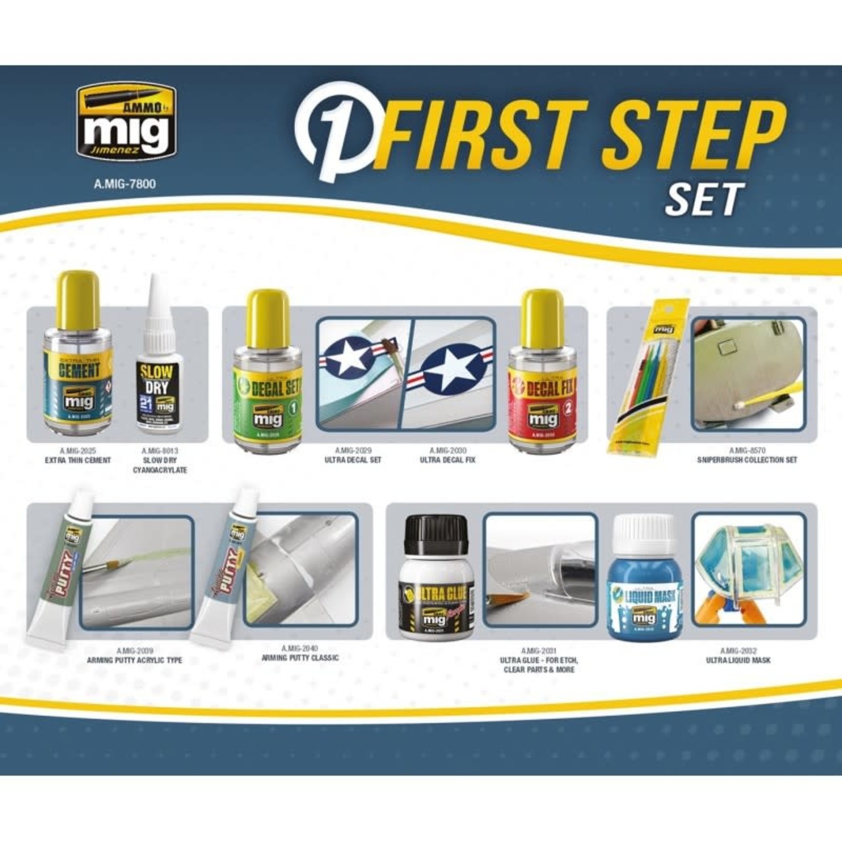 Ammo by Mig Jimenez A.MIG-7800 First Steps Model Preparation (9) Set