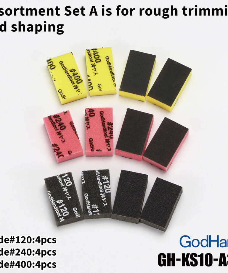 GodHand GodHand Kamiyasu Sanding Sponge Stick 10mm - Assortment (12) Set A