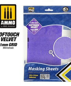 Ammo by Mig Jimenez A.MIG-8245 Softouch Velvet Adhesive Masking Sheets with 1mm Grid, 290mm x 145mm (5) set