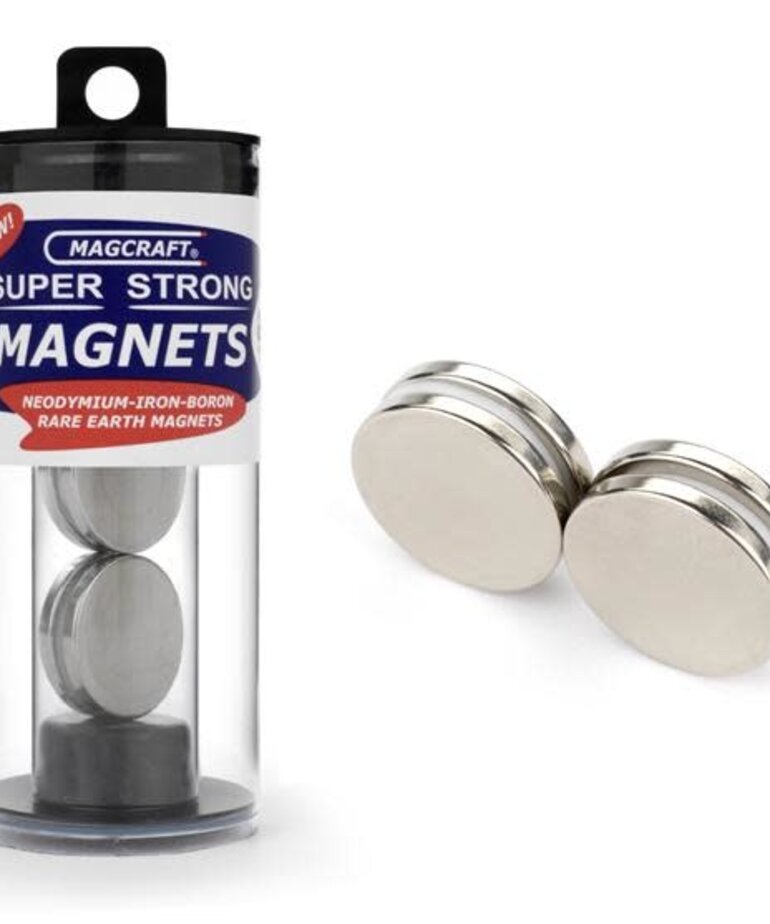 Magcraft Magcraft Rare Earth Magnets 1"x1/8" (25.4 x 3.2mm) Rare Earth Disc Magnets (4) Set
