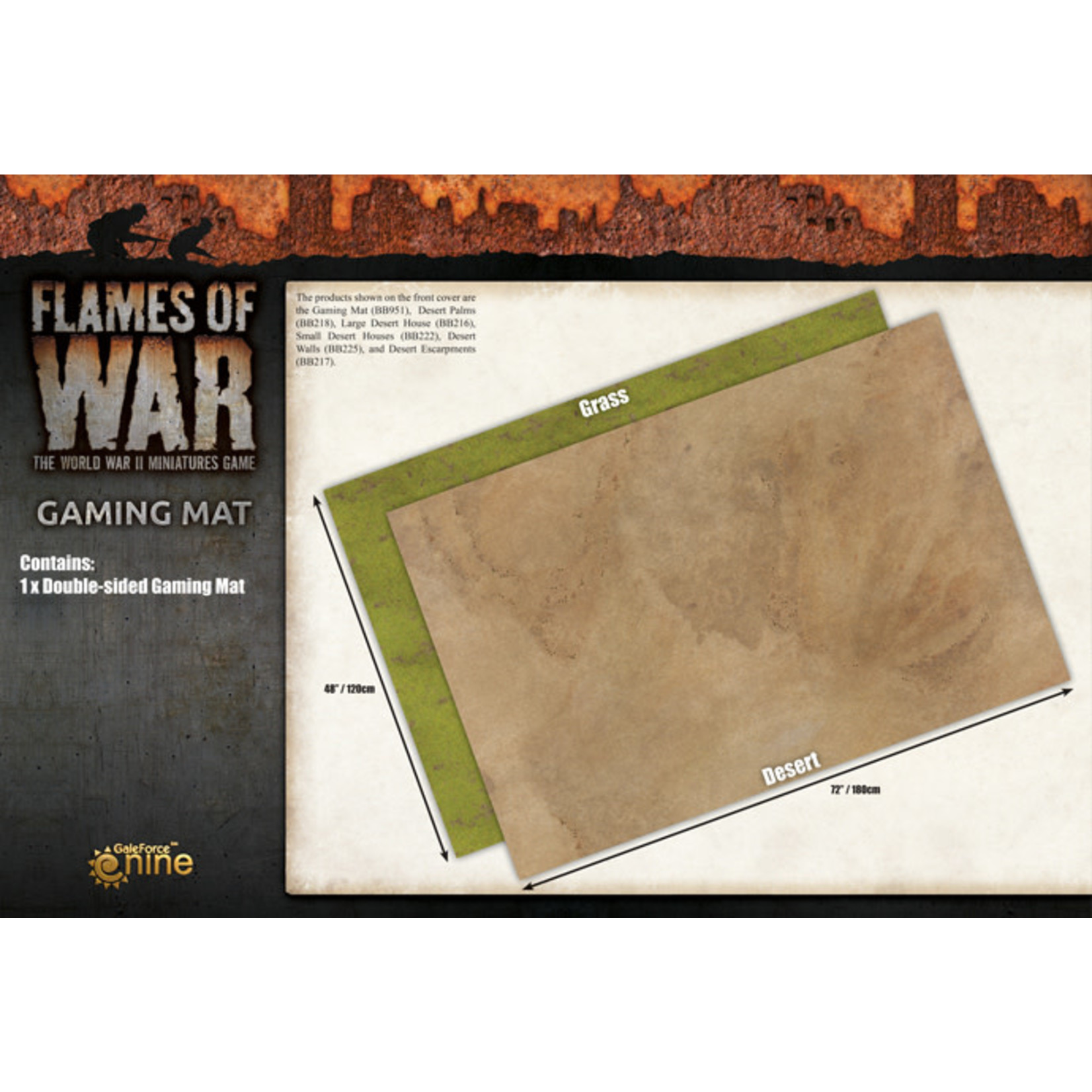 Gale Force Nine GaleForce Nine Battlefield in a Box Two-Sided Neoprene 48" x 72" Desert / Grass Gaming Mat