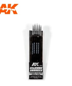 AK Interactive AK9085 Silicone Brushes Medium Hard Tip Small Size (5) Set