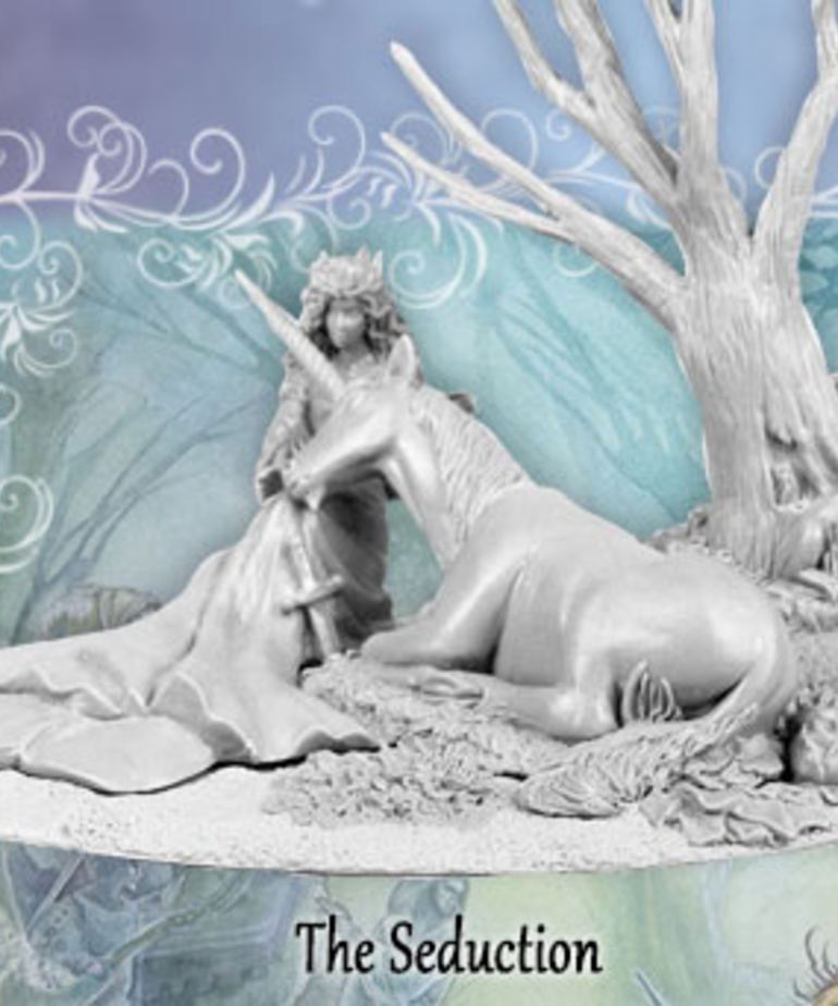 Dark Sword Miniatures Dark Sword Miniatures (Metal) "The Seduction" Maiden with Unicorn Diorama