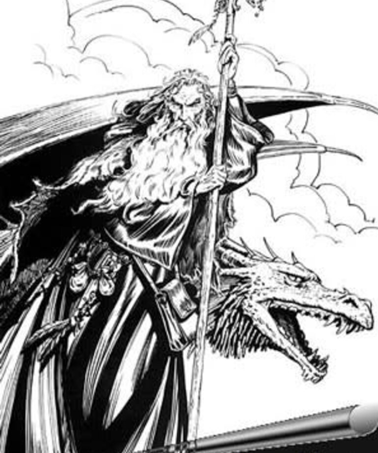 Dark Sword Miniatures Dark Sword Miniatures (Metal) Elmore Masterworks - Wizard's Dragon Male Wizard (1)