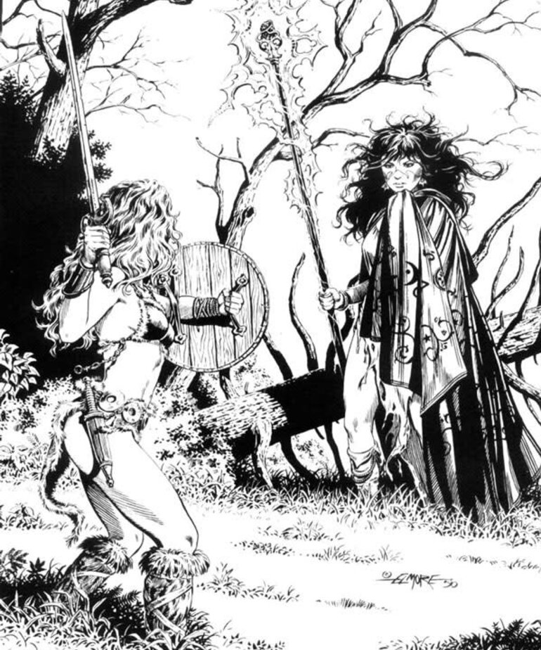 Dark Sword Miniatures Dark Sword Miniatures (Metal) Elmore Masterworks - Female Mage with Staff (1)