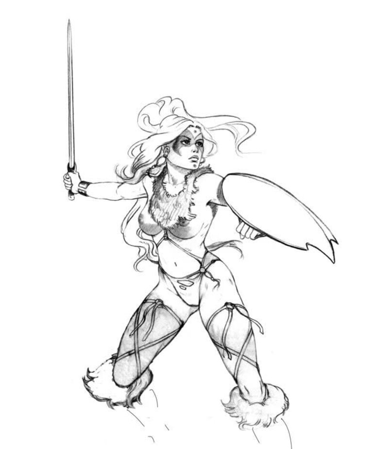 Dark Sword Miniatures Dark Sword Miniatures (Metal) Elmore Masterworks - Amazon Warrior w/ Sword & Shield (1)