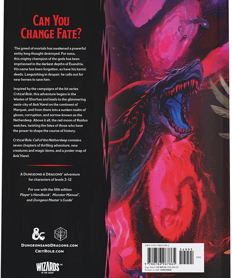 Wizards of the Coast 5E D&D Campaign Book: Critical Role: Call of the Netherdeep