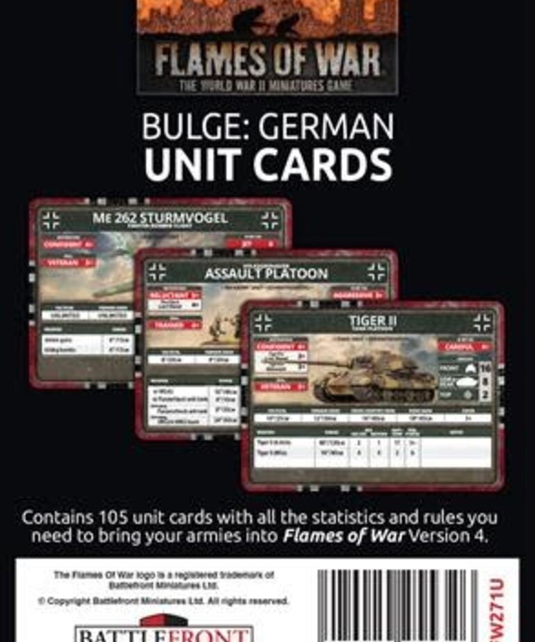 Flames of War Flames of War: German: Bulge Unit Cards