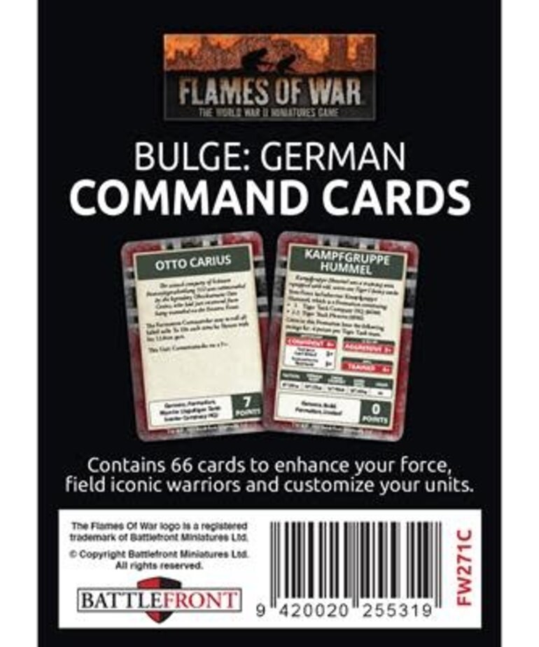 Flames of War Flames of War: German: Bulge Command Cards