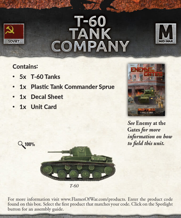 Flames of War Flames of War: Soviet: T-60 Tank Company