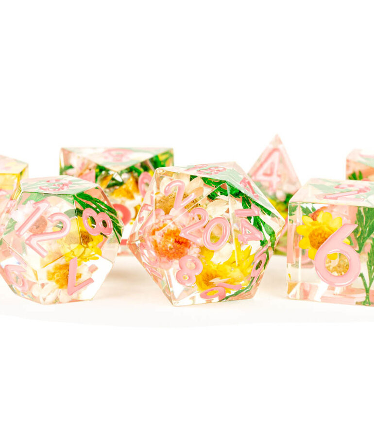 Metallic Dice Games MDG Poly Dice Sharp Edge Resin: Chrysanthemum
