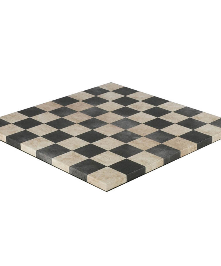 Worldwise Imports 14.5" Leatherette Dusky Black and Cream Chessboard