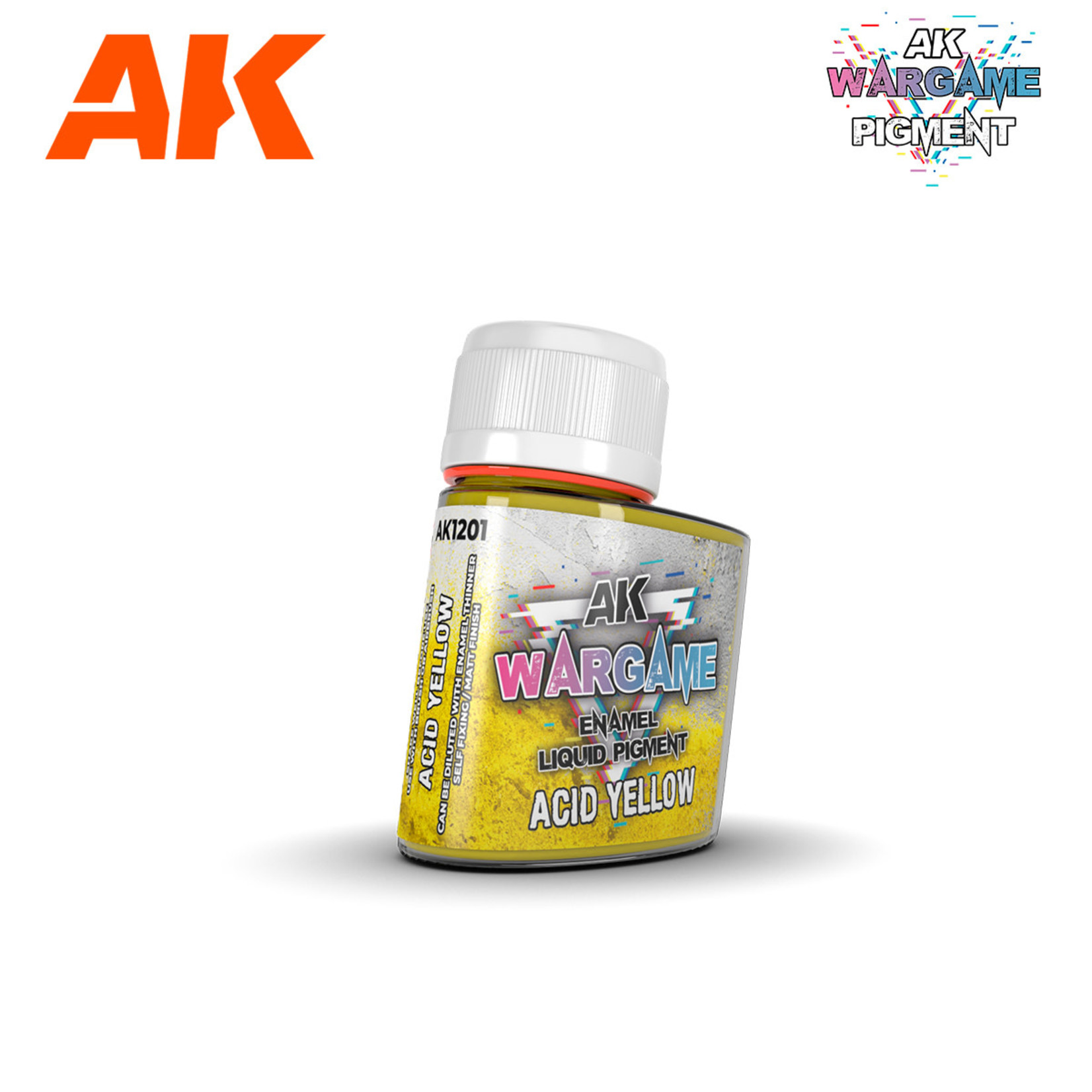 AK Interactive AK1201 Wargames Enamel Liquid Pigment: Acid Yellow (35ml)