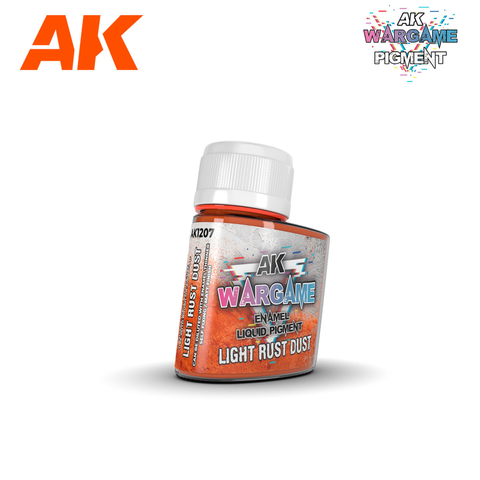 AK Interactive AK1207 Wargames Enamel Liquid Pigment: Light Rust Dust (35ml)