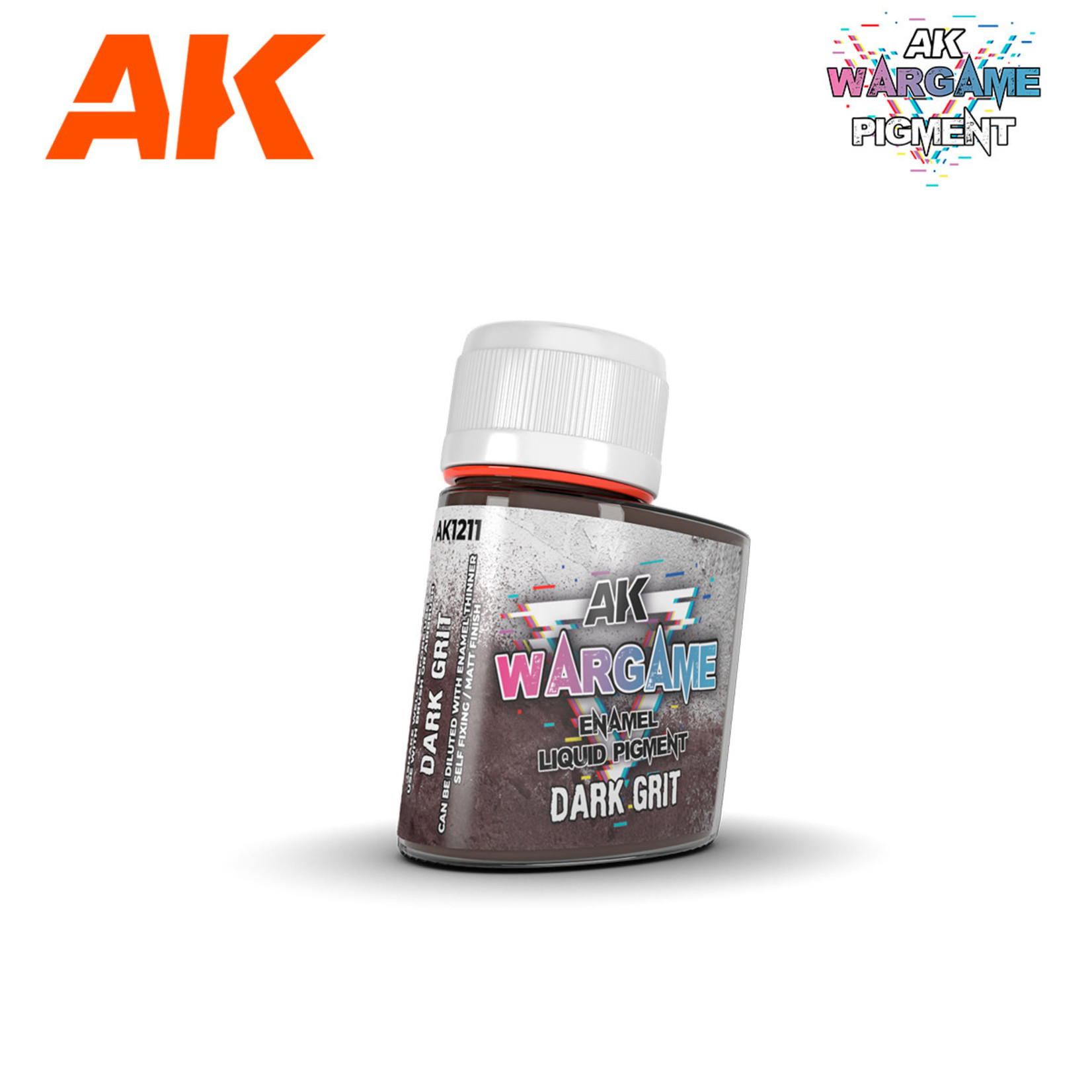 AK Interactive AK1211 Wargames Enamel Liquid Pigment: Dark Grit (35ml)