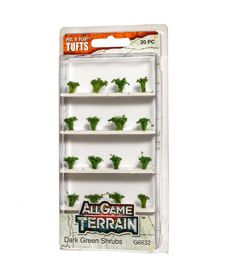 Woodland Scenics All Game Terrain G6632 Peel 'N' Plant Tufts Dark Green Shrubs (20)